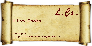 Liss Csaba névjegykártya